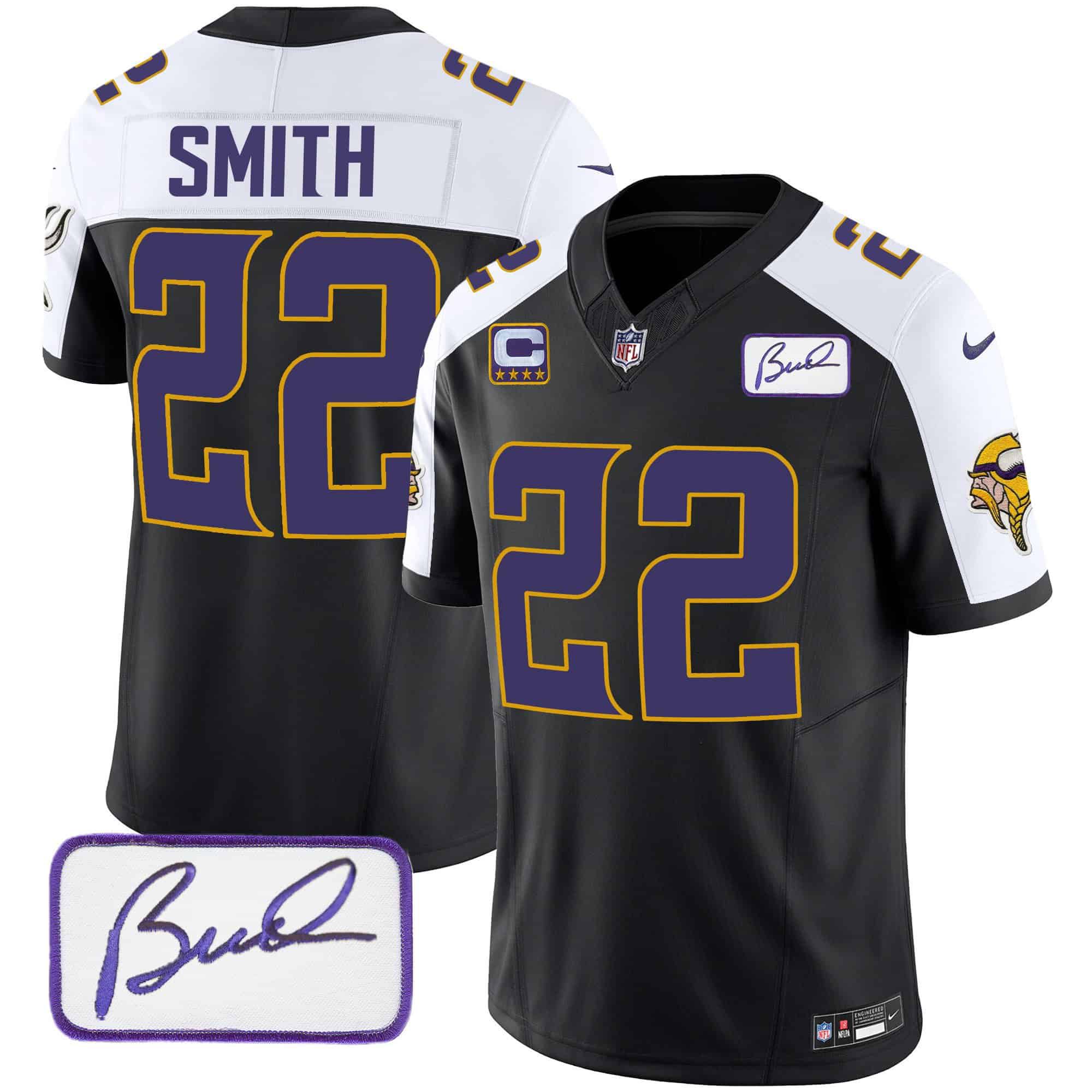 Men Minnesota Vikings #22 Smith Black 2024 Nike Bud Grant Patch Classic Limited NFL Jersey style 1->indianapolis colts->NFL Jersey